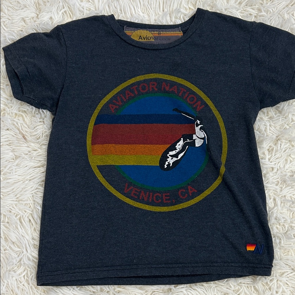 Aviator Nation Kids Tee - Dark Gray with Multicolor Graphic